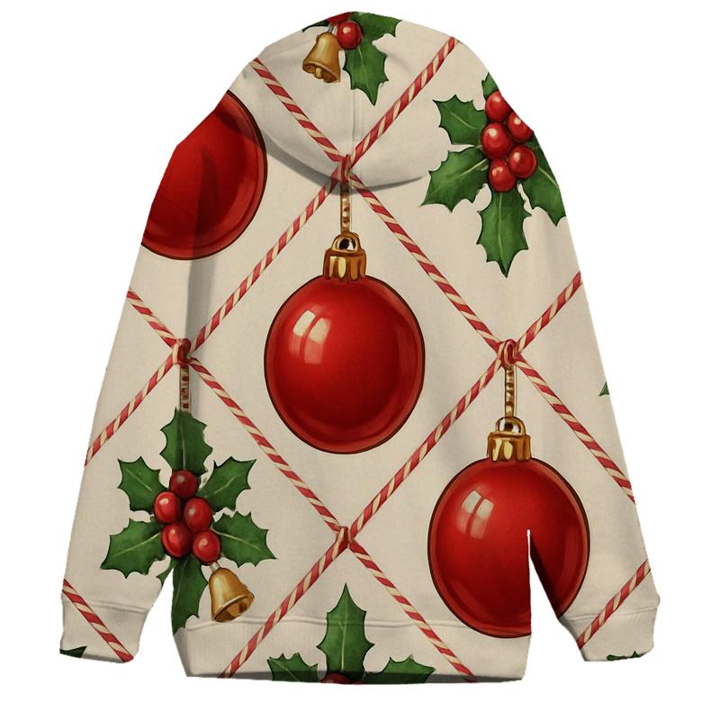 Crimson Ornament Lattice On Ivory Background lightweight hoodies