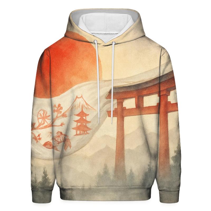 Rising Sun Silk Over Misty Pines hoodies fashion