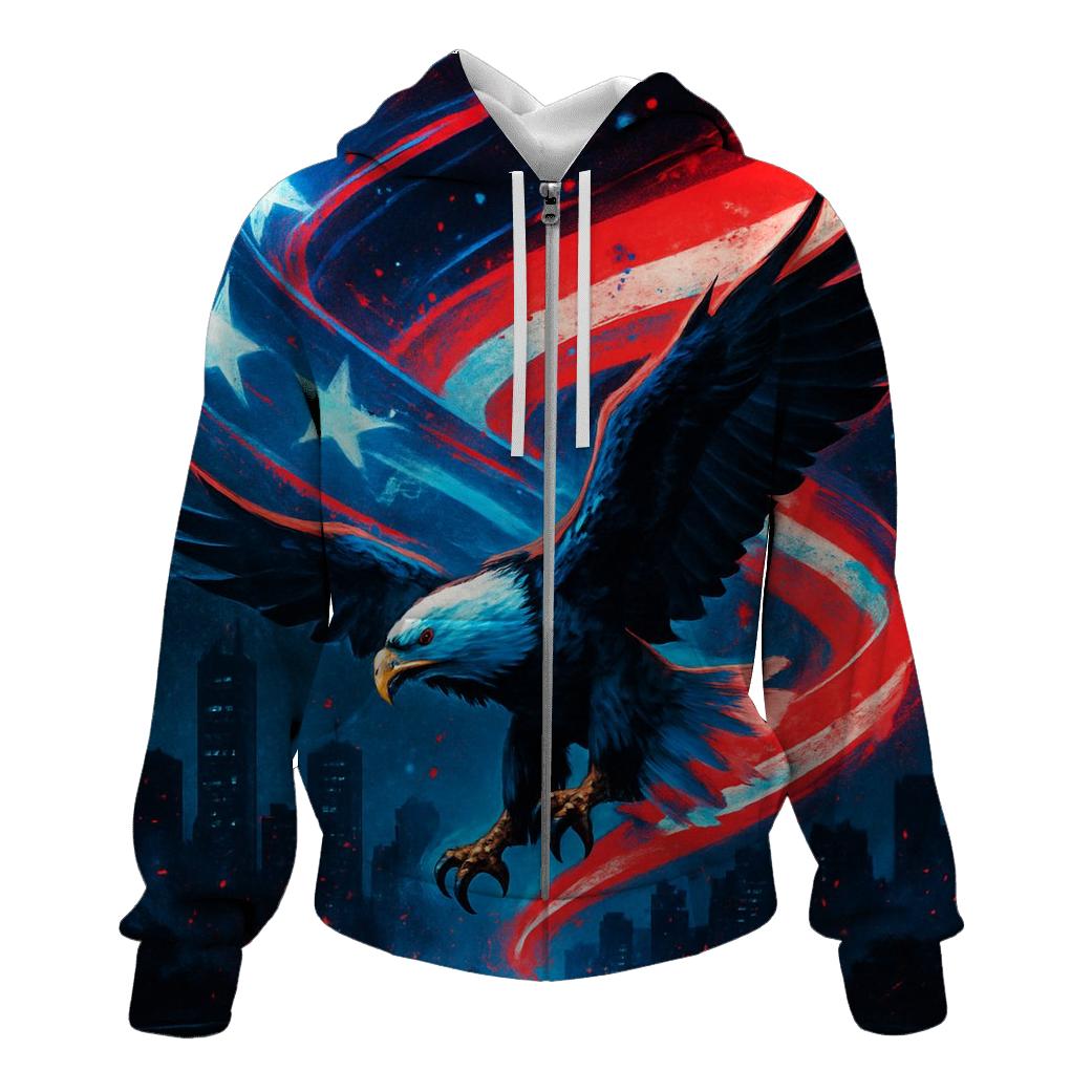 Neon Liberty Skyline Ribbon Flag hoodie trends