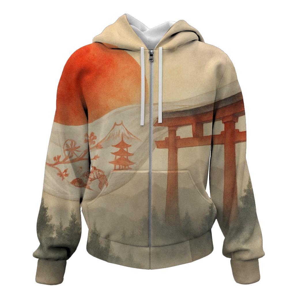 Rising Sun Silk Over Misty Pines designer hoodies