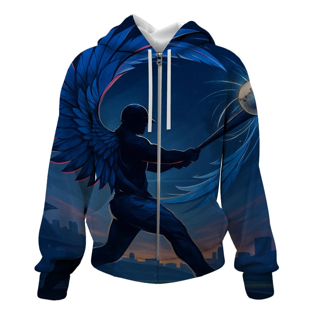 Bat Swing In Blue Jays Nightfall Motion embroidered hoodies
