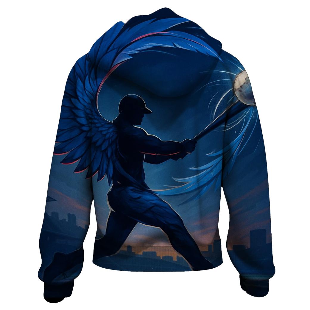 Bat Swing In Blue Jays Nightfall Motion embroidered hoodies