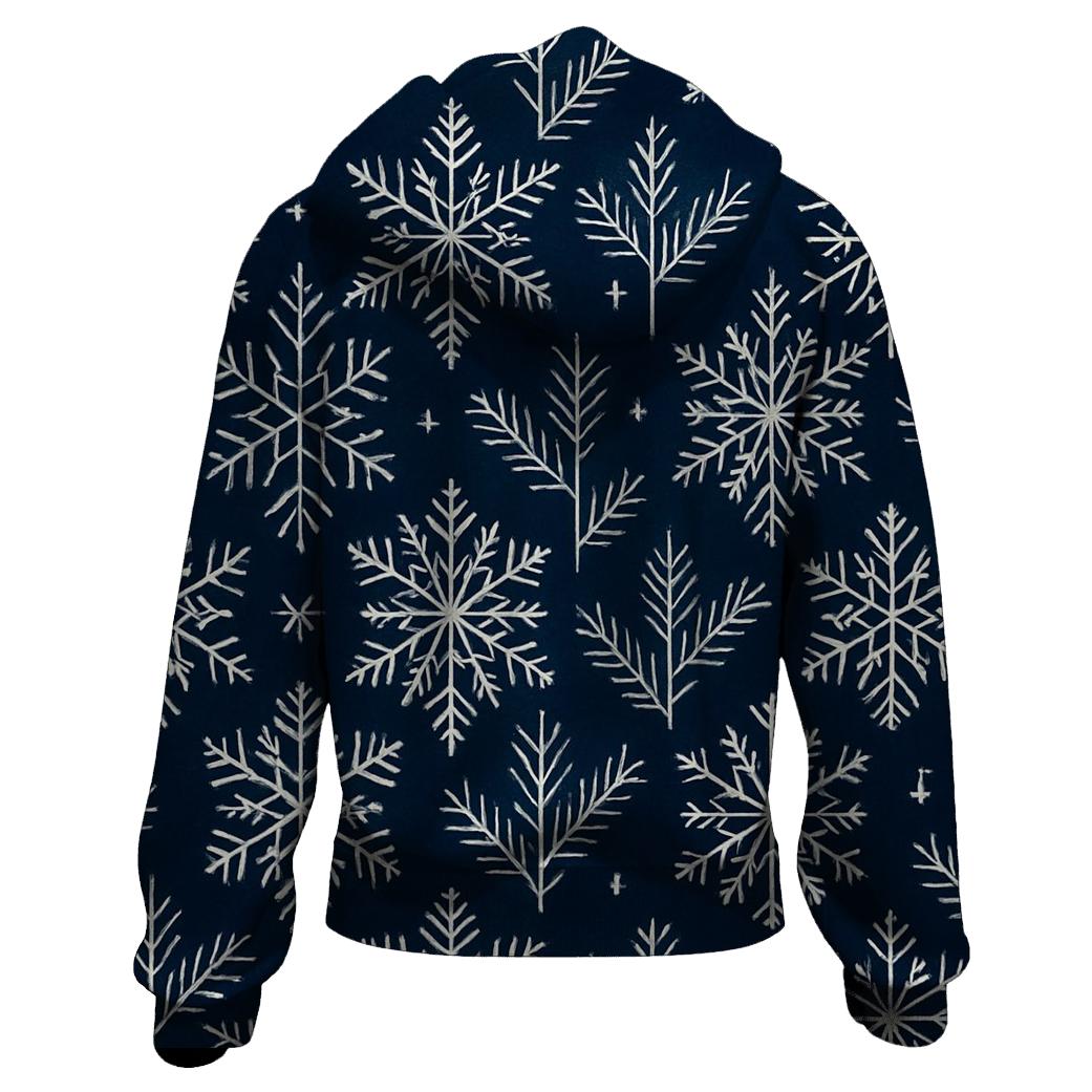 Midnight Snowflake Chevron On Navy Background zip-up hoodies