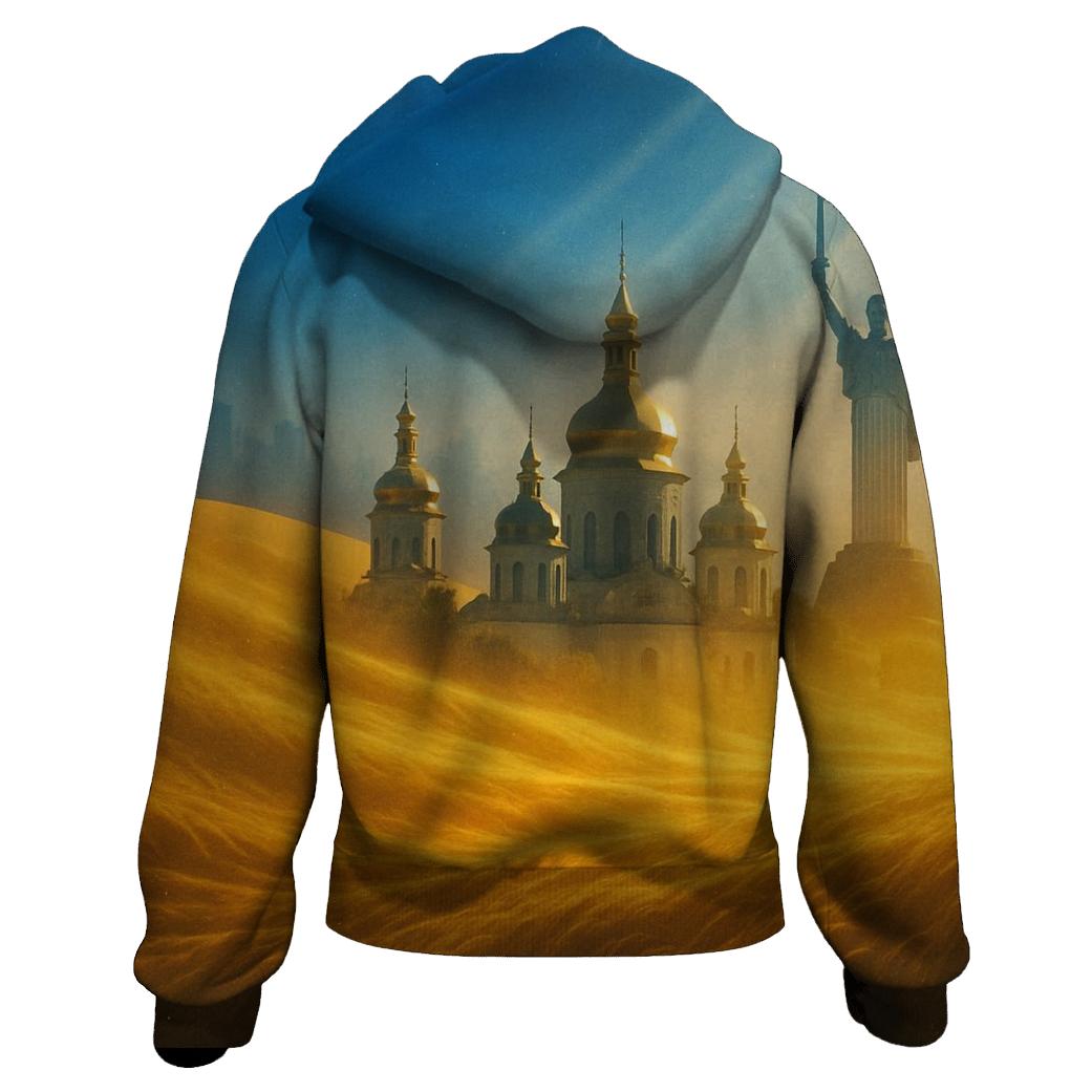 Azure Horizon Flag Reflected In Golden Wheat printed hoodies