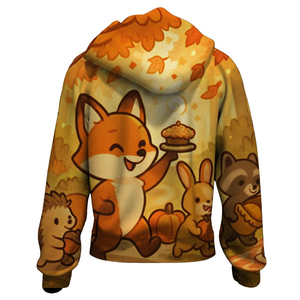 Woodland Friends Pumpkin Parade lightweight hoodies