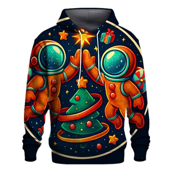 Gingerbread Astronauts Gift Wrap Orbit designer hoodies