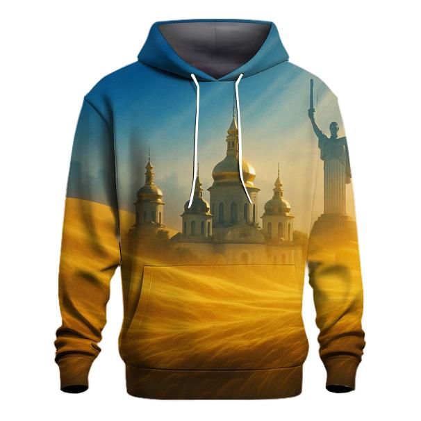 Azure Horizon Flag Reflected In Golden Wheat pullover hoodies
