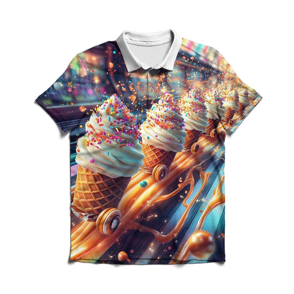 Neon Sundae Arcade Stampede premium cotton polo shirts