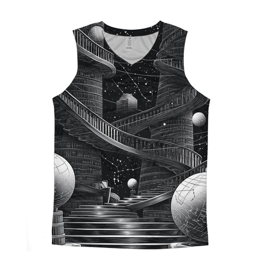 MC Escher Inspired Celestial Library Staircase personalized athletic tanks