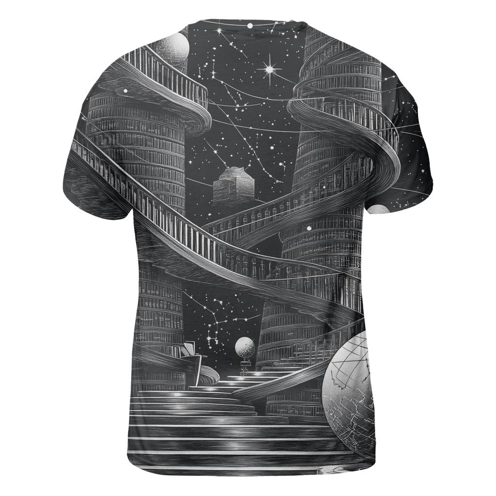 MC Escher Inspired Celestial Library Staircase statement graphic shirts