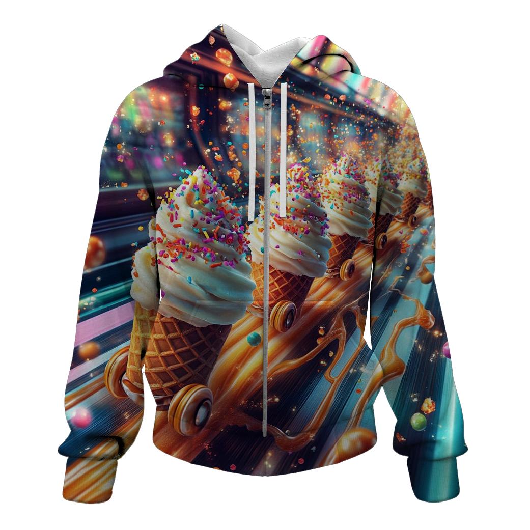 Neon Sundae Arcade Stampede zip-up hoodies
