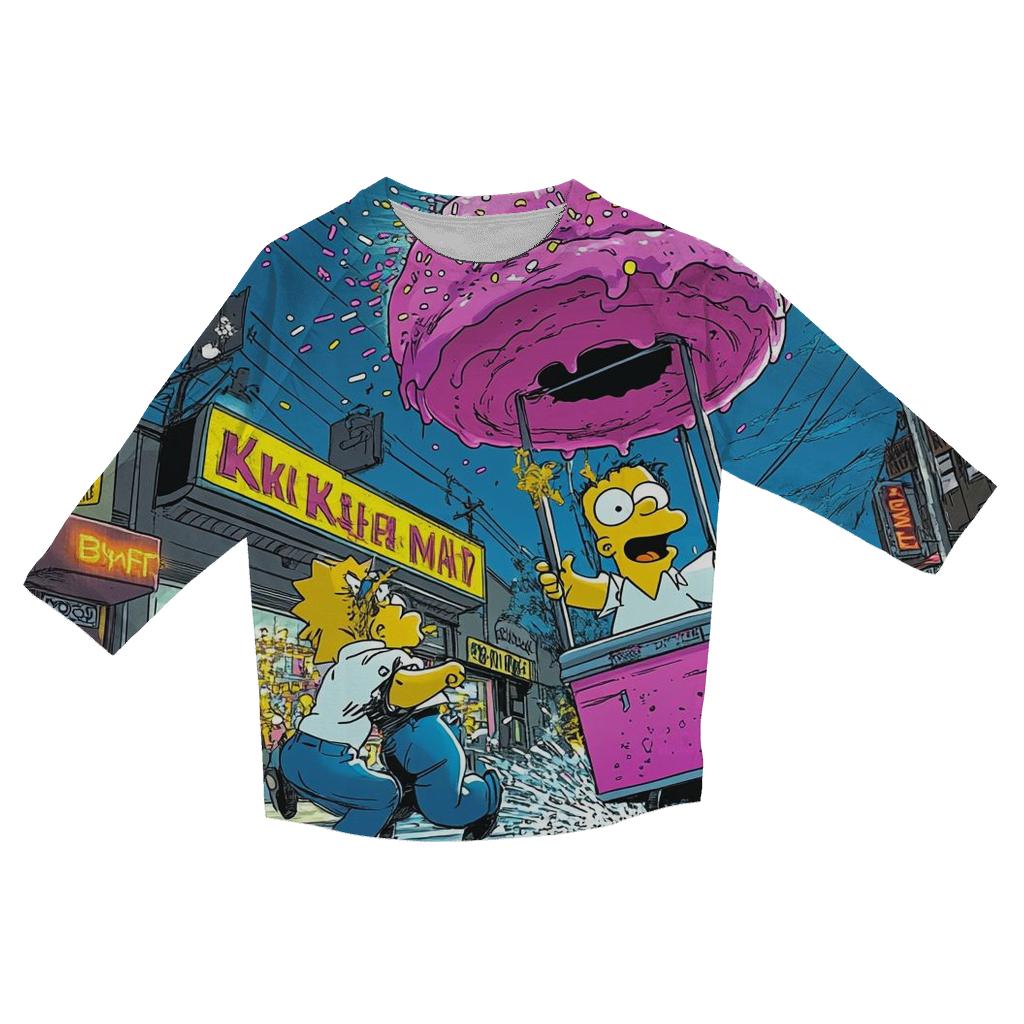 Neon Night At The Flaming Donut Riot designer 3/4 sleeve blouses