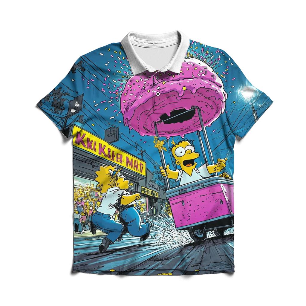 Neon Night At The Flaming Donut Riot embroidered polo tops