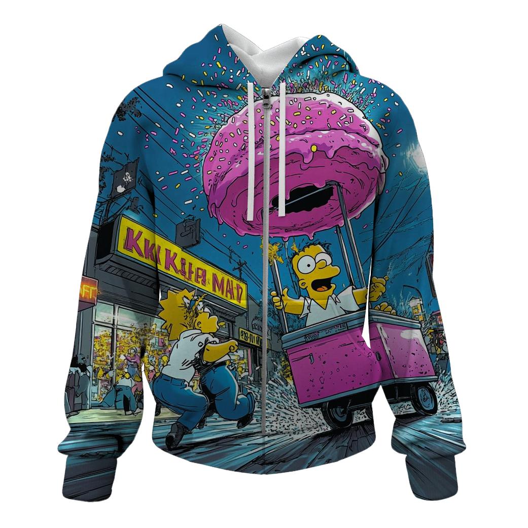 Neon Night At The Flaming Donut Riot embroidered hoodies