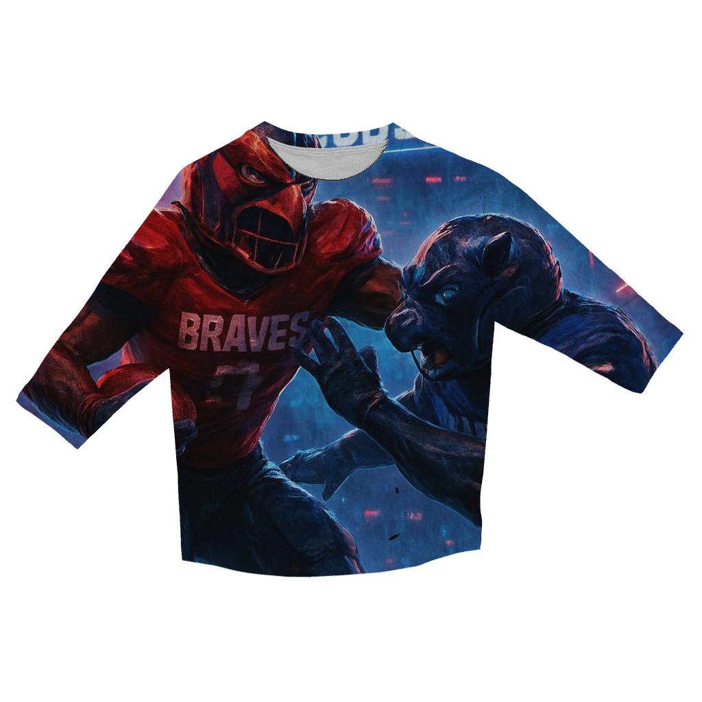 Neon Gridiron Showdown Braves Versus Cubs casual three quarter sleeve shirts