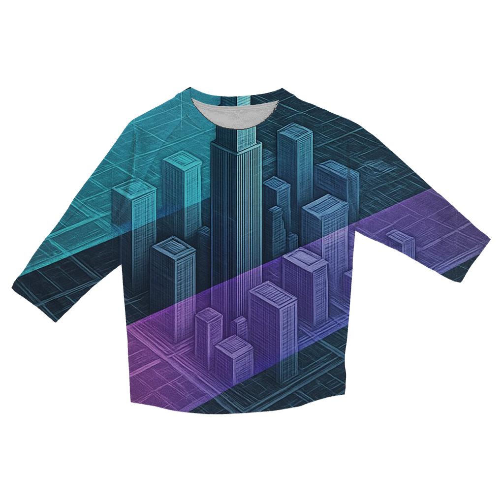 Prismatic City Blueprint Collage cotton quarter sleeve shirts