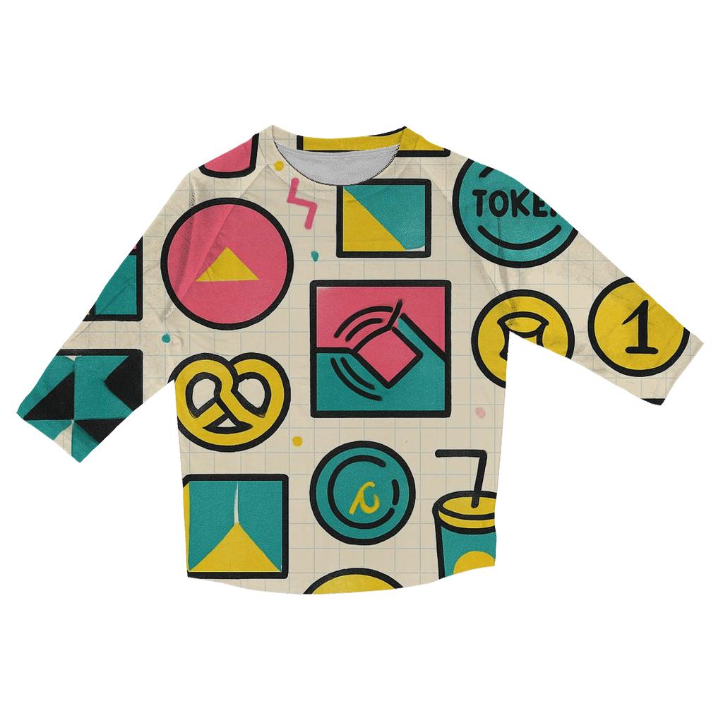 Mall Food Court Neon Tiles casual three quarter sleeve shirts