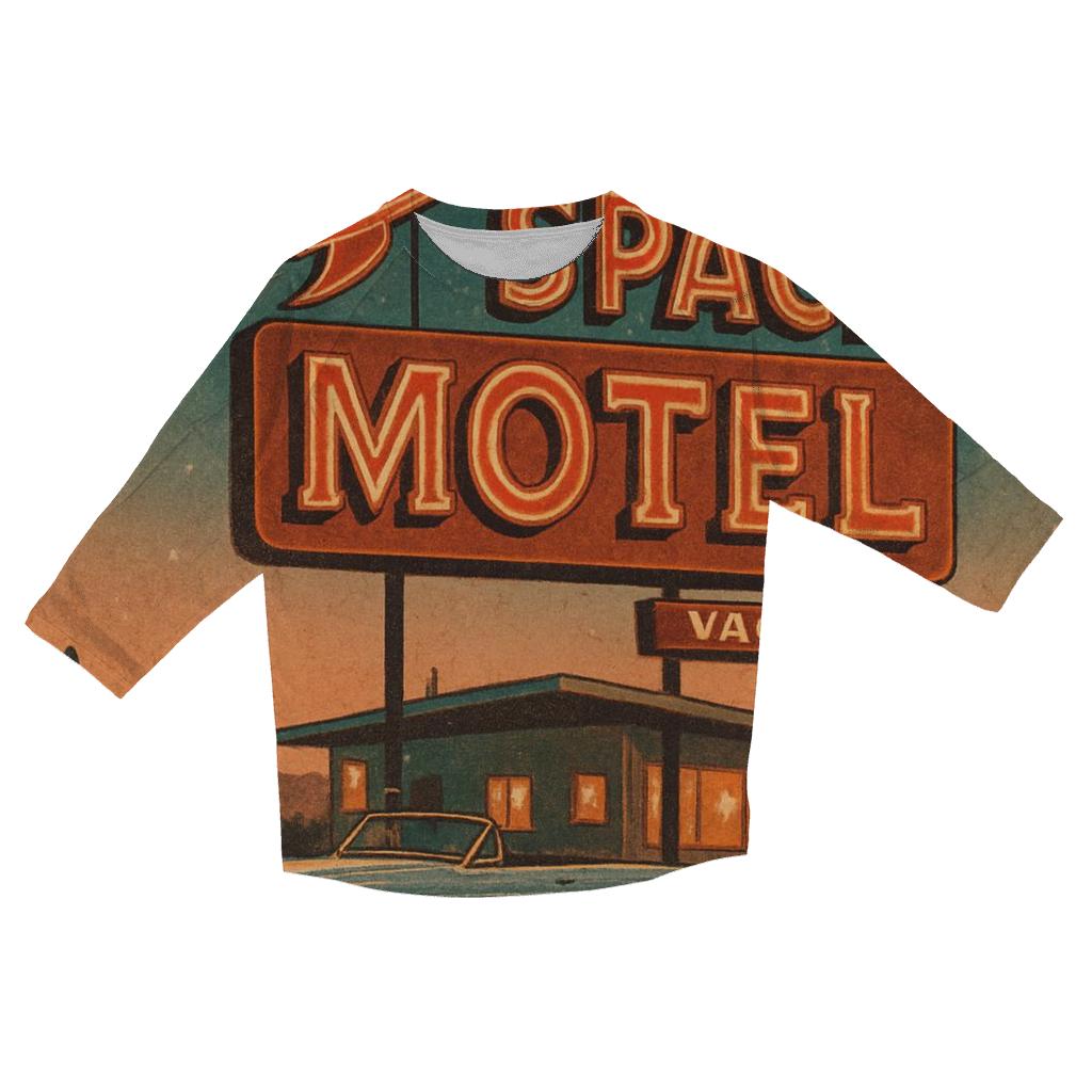 Vintage Space Motel Postcard casual three quarter sleeve shirts