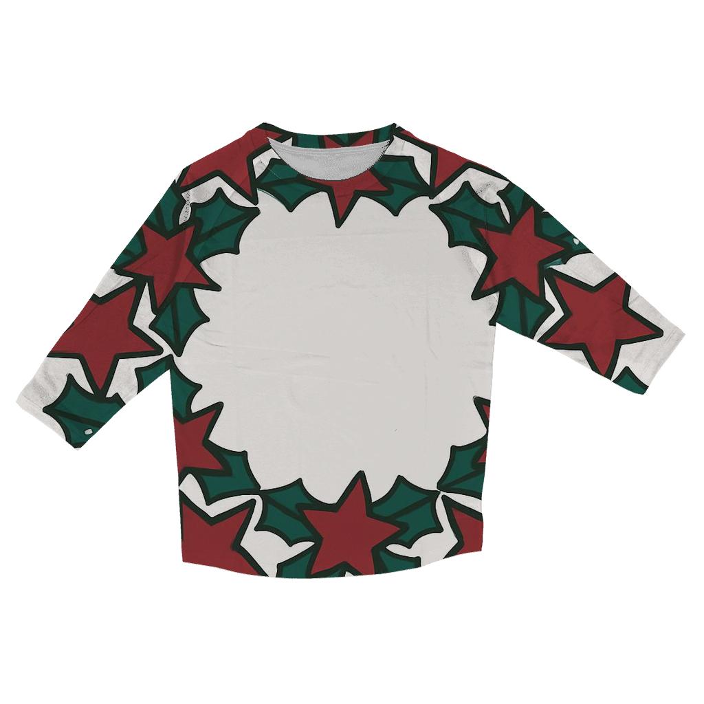 Holly Star Lattice Wreath trendy 3/4 sleeve tops