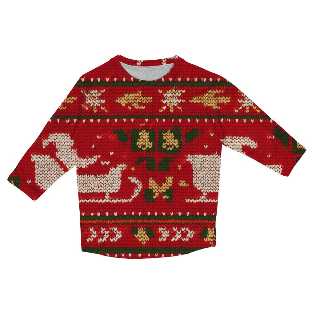 Santa Sleigh Meteor Shower Bands Design cotton quarter sleeve shirts