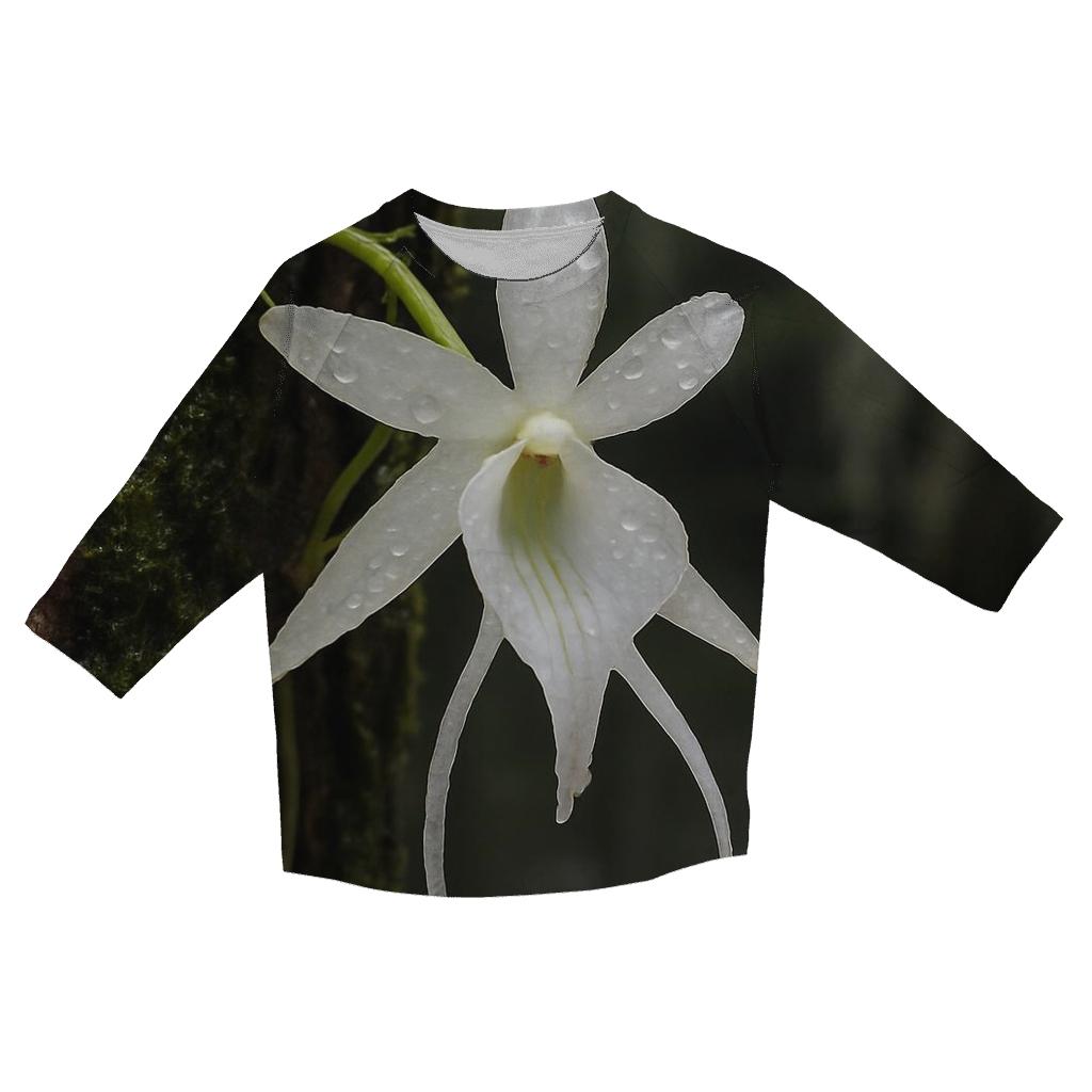 Ghost Orchid After Rain On Cypress Bark trendy 3/4 sleeve tops