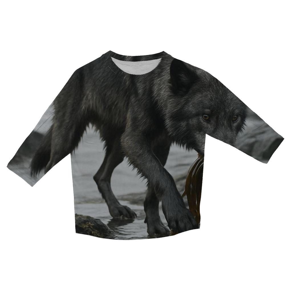 Wolf On The Volcanic Coast Kelp Foraging designer 3/4 sleeve blouses