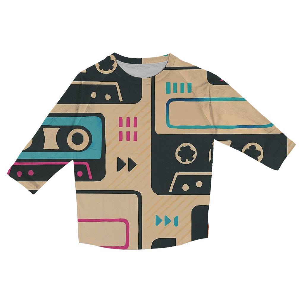 Cassette Mixtape Label Blocks stylish quarter sleeve tops