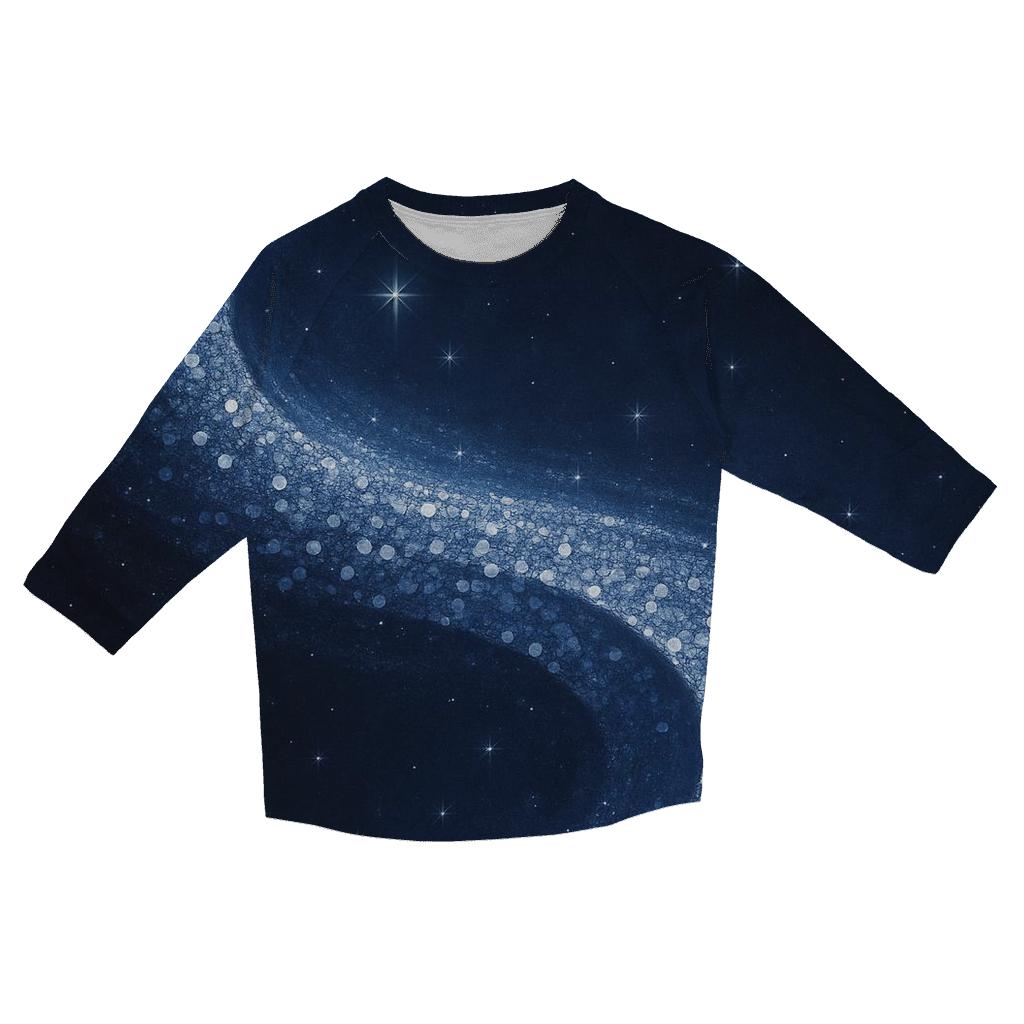 Midnight Sequin Nebula Wave printed three quarter sleeve shirts