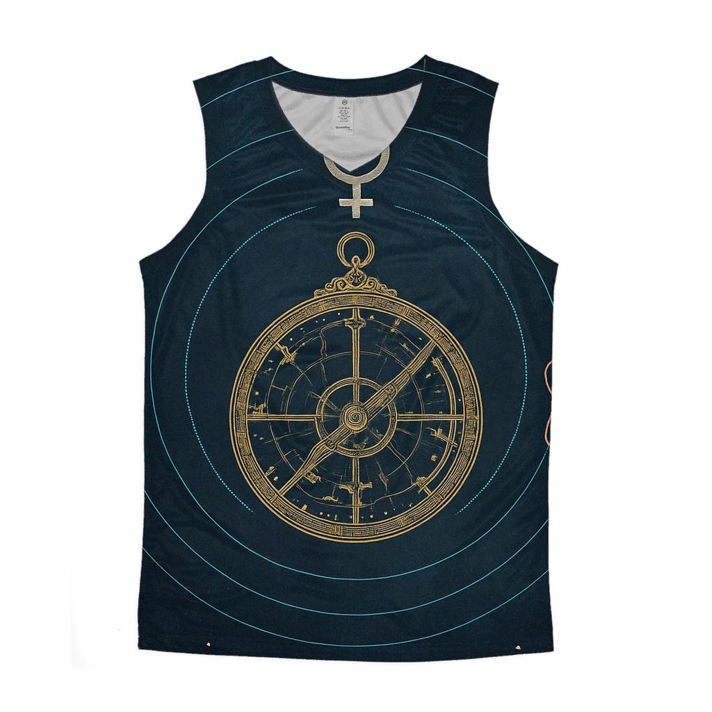 Retrograde Mercury Astrolabe Blueprint cotton sleeveless tops