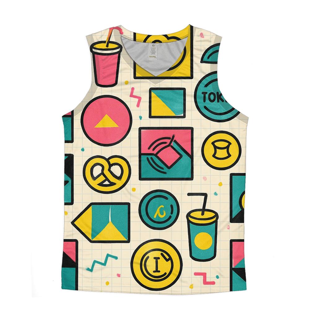 Mall Food Court Neon Tiles personalized athletic tanks