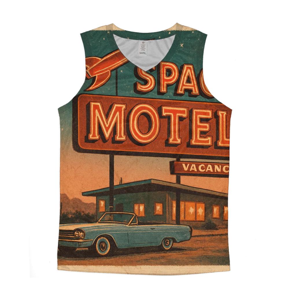 Vintage Space Motel Postcard custom tank tops