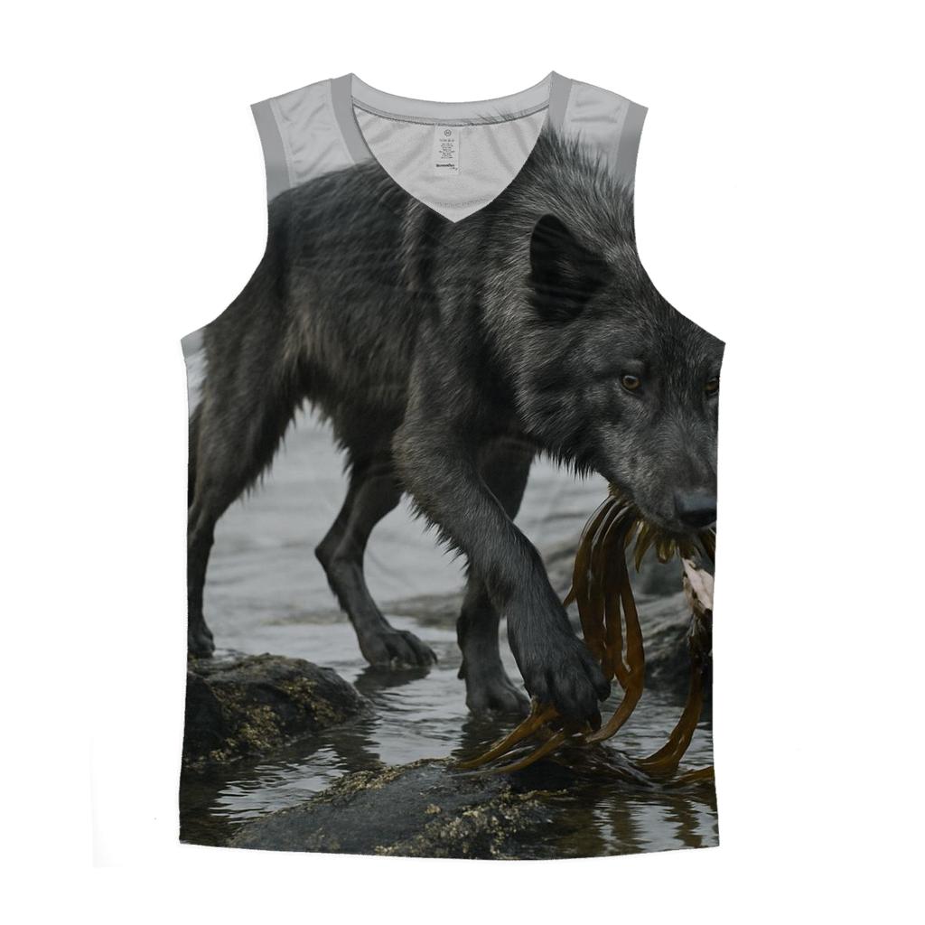 Wolf On The Volcanic Coast Kelp Foraging designer workout tanks