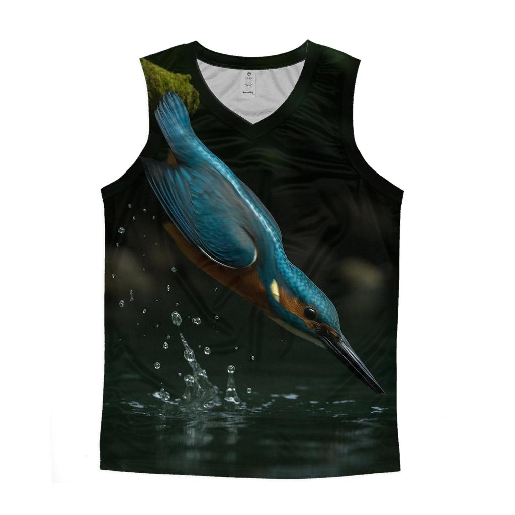 Riverglass Hunt Common Kingfisher graphic print tank tops