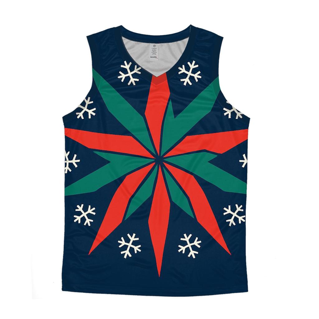 Snowflake Ribbon Starburst graphic print tank tops