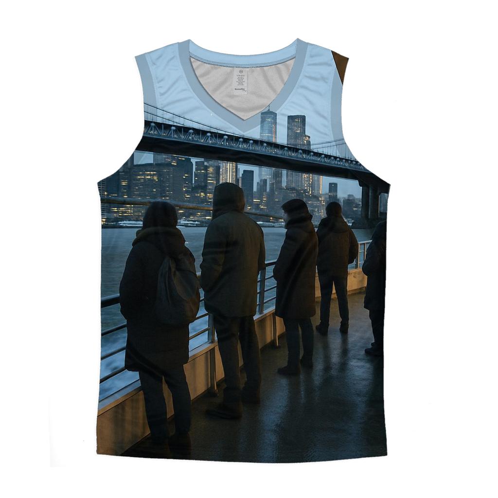 First Ferry Lights Under The Manhattan Bridge personalized athletic tanks