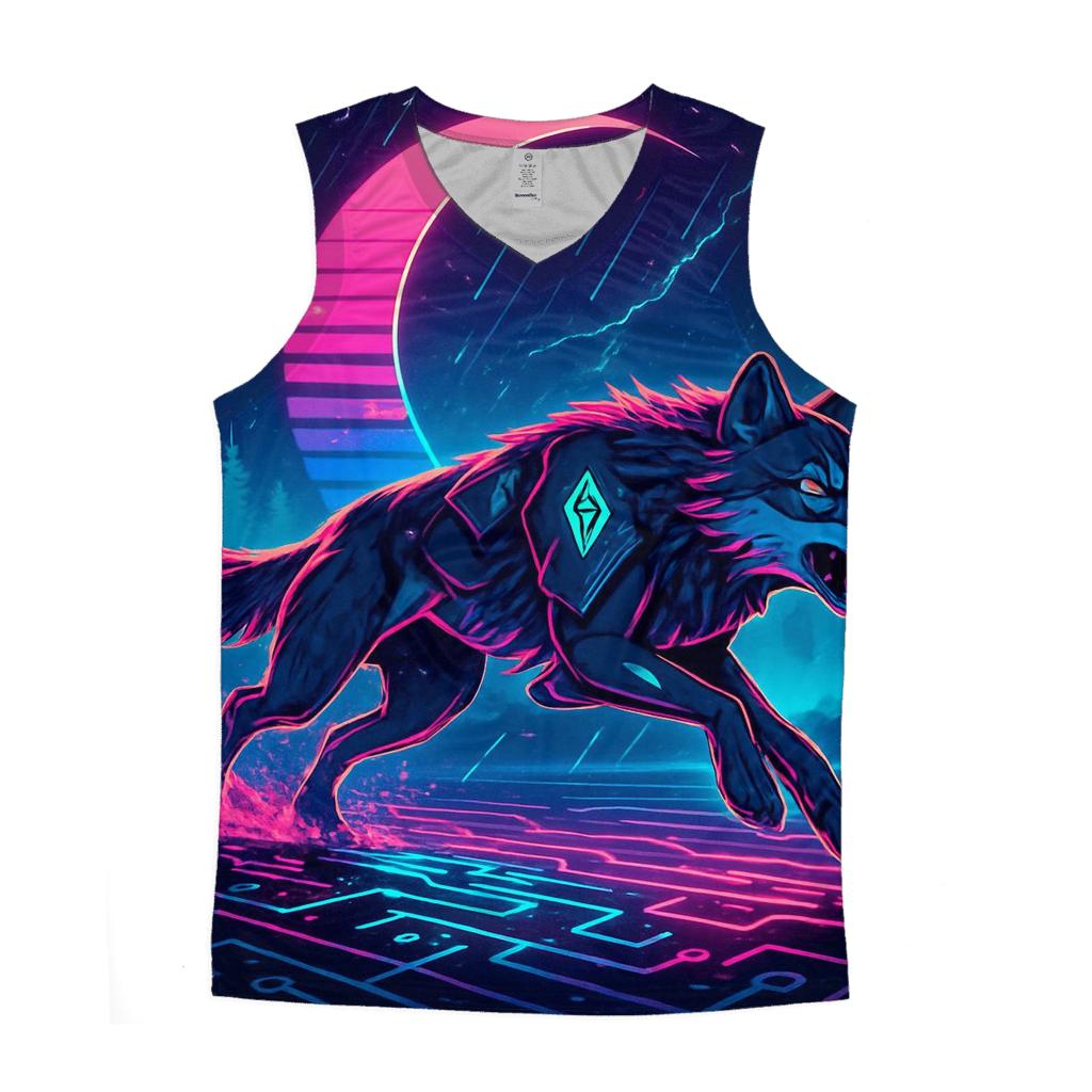 Neon Rain Driftwolf On The Circuit Tundra personalized athletic tanks