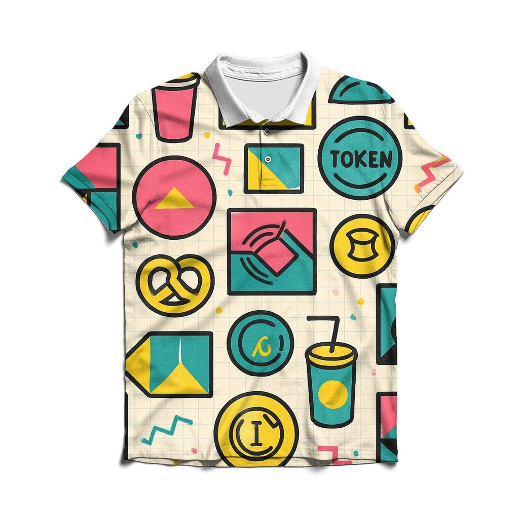 Mall Food Court Neon Tiles custom polo shirts