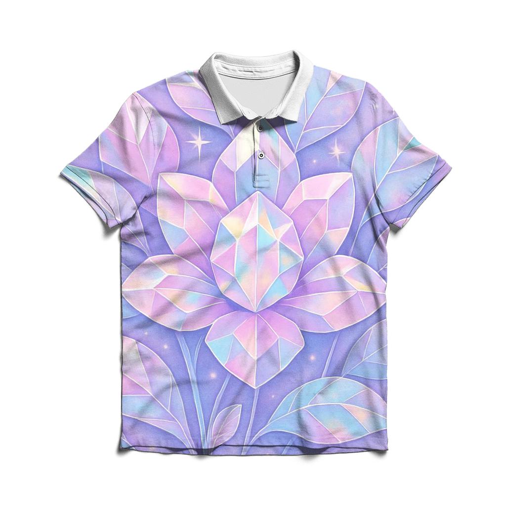 Holographic Prism Garden premium cotton polo shirts
