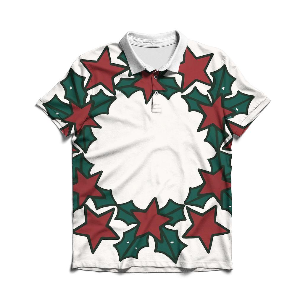Holly Star Lattice Wreath casual sports polo shirts