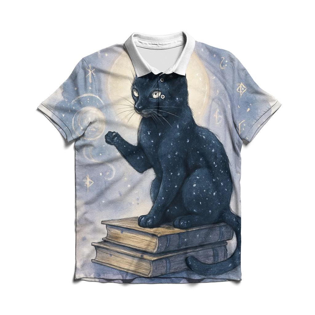 Midnight Library Familiar Cat custom polo shirts
