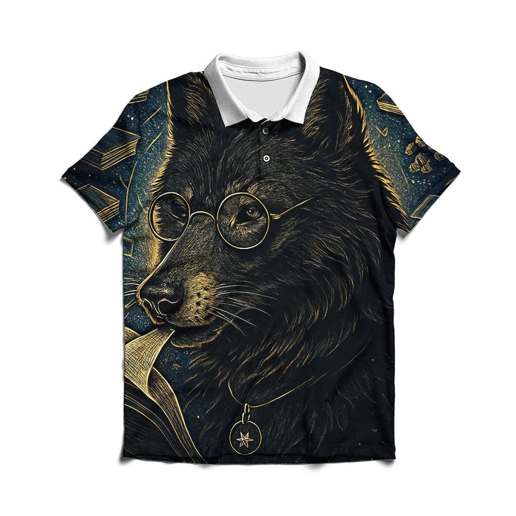 Obsidian Librarian Wolf Of The Star Archive designer slim fit polos