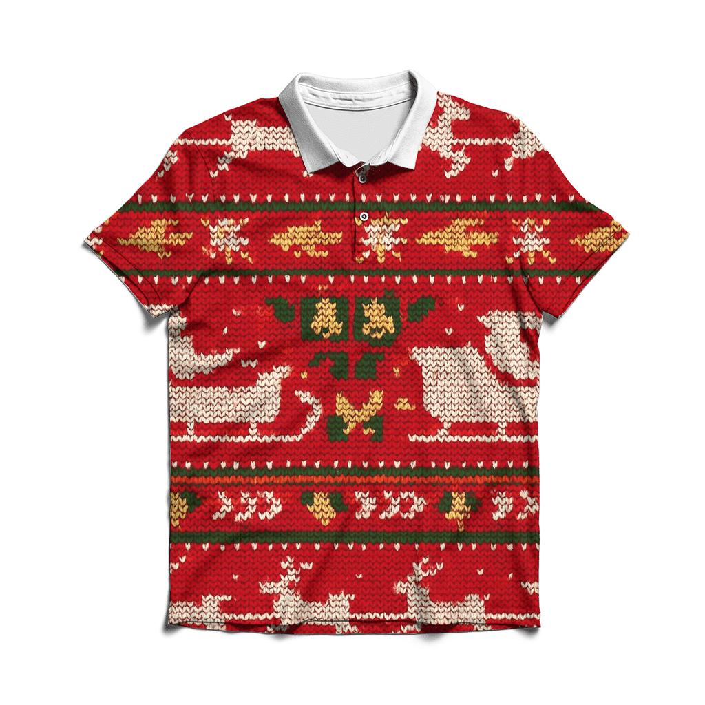 Santa Sleigh Meteor Shower Bands Design classic pique polos