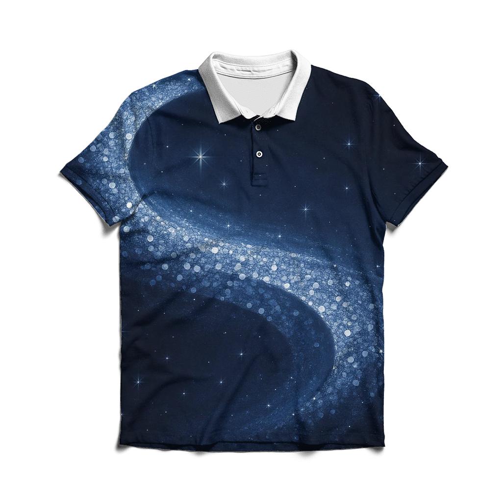 Midnight Sequin Nebula Wave stylish collar polo tees