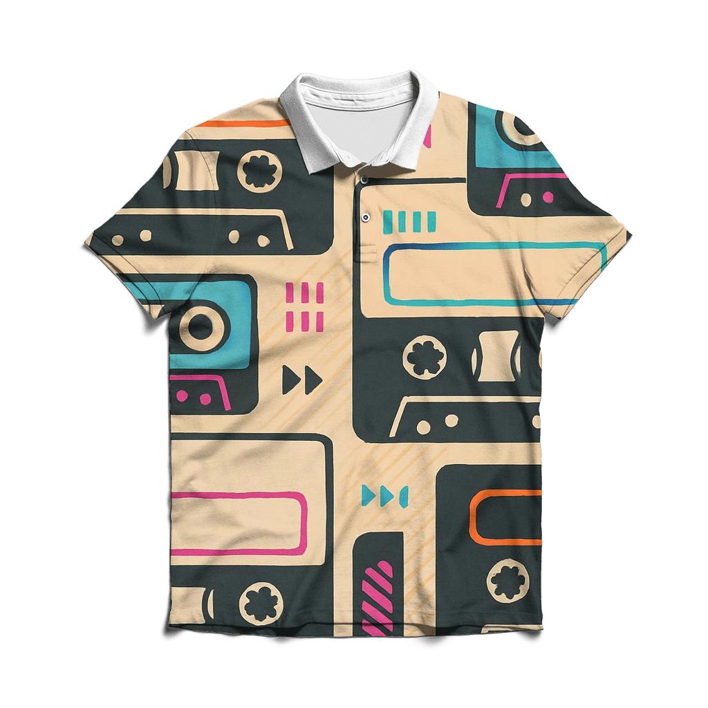 Cassette Mixtape Label Blocks branded logo polo shirts