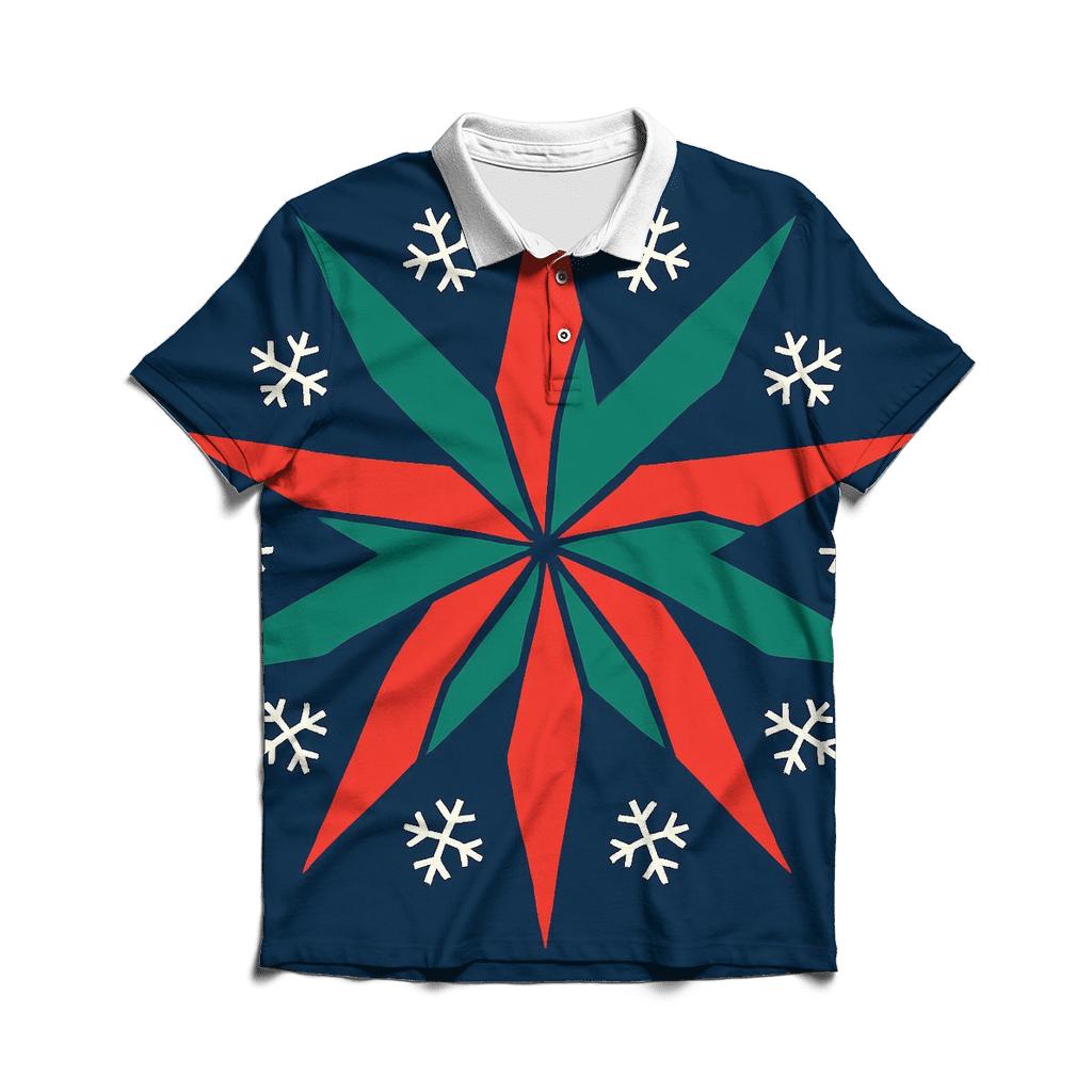 Snowflake Ribbon Starburst classic pique polos