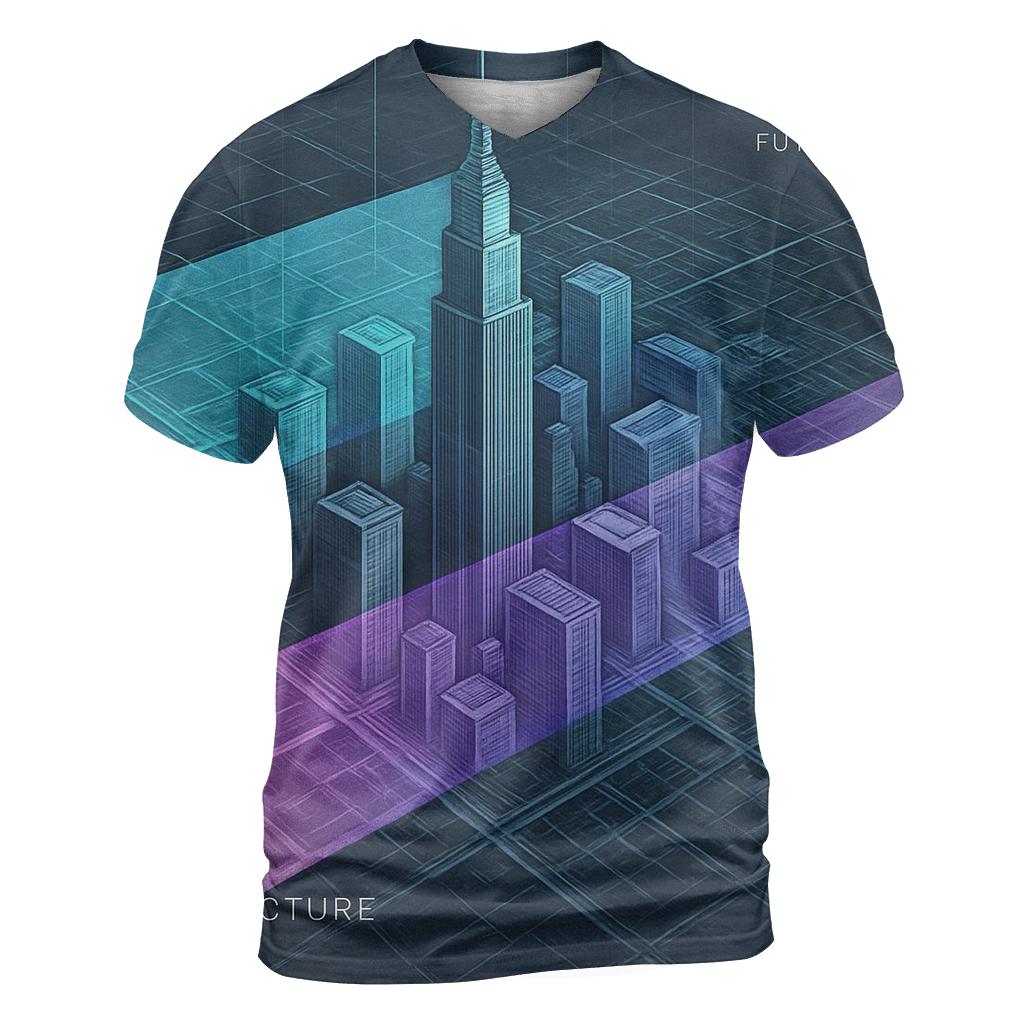 Prismatic City Blueprint Collage trendy printed shirt styles