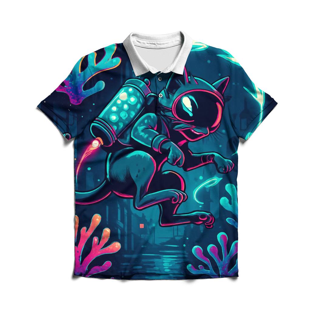 Coral Reef Jetpack Alley Cat custom polo shirts
