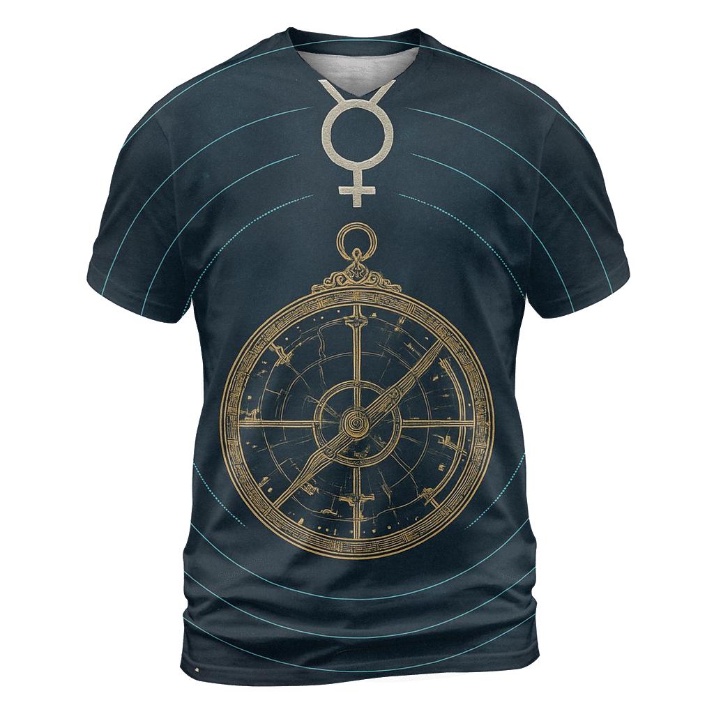 Retrograde Mercury Astrolabe Blueprint unique graphic print tees