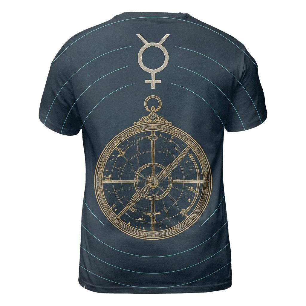 Retrograde Mercury Astrolabe Blueprint unique graphic print tees
