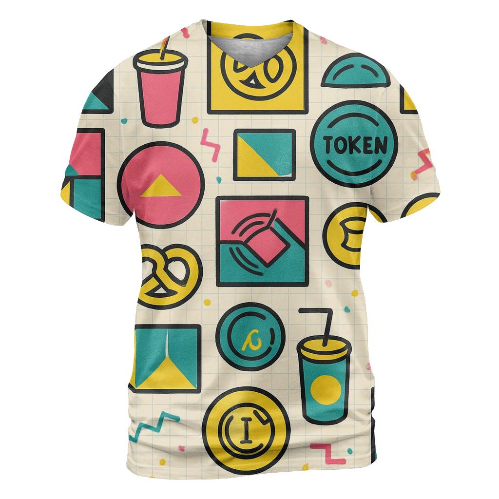Mall Food Court Neon Tiles unique graphic print tees